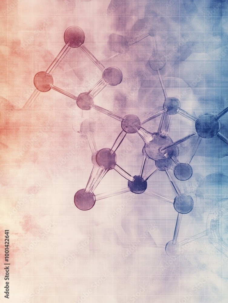 Poster abstract background featuring interconnected molecules and chemical structures in a visually engagin