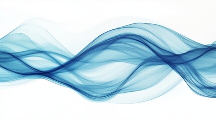 Abstract blue wave flowing from left to right over a white background