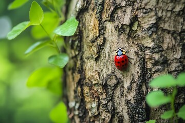 Fototapeta premium ladybug on a tree