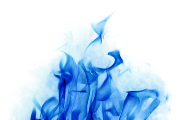 blue hot sparks in smoke isolated on white
