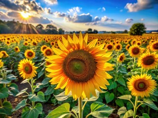 Obraz premium Bright and Vibrant Sunflower Backgrounds Perfect for Summer Themes and Nature Inspired Designs