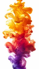 stunning abstract image featuring swirling tendrils of smoke in vibrant shades of orange, red, purple, set against white background. fluidity and energy of color in motion, creative dynamism