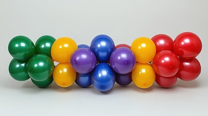 A cluster of vibrant balloons arranged in a rainbow pattern, showcasing the beauty of color and form.