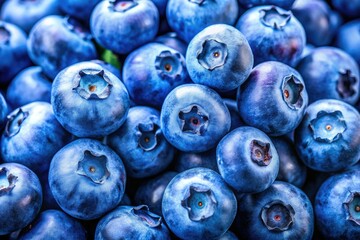 Deliciously ripe blueberries burst with juicy sweetness, showcasing vibrant purple-blue hues and powdery white highlights, perfect for adding a pop of color to designs.