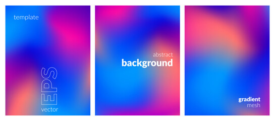 Collection. Abstract liquid background. Vibrant color blend. Blurred fluid colors. Gradient mesh. Modern design template for posters, ad banners, brochures, flyers, covers, websites. EPS vector image