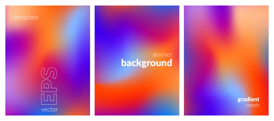 Collection. Abstract liquid background. Vibrant color blend. Blurred fluid colors. Gradient mesh. Modern design template for posters, ad banners, brochures, flyers, covers, websites. EPS vector image