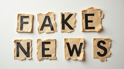 Fake news concept with letters on textured paper background