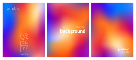 Collection. Abstract liquid background. Vibrant color blend. Blurred fluid colors. Gradient mesh. Modern design template for posters, ad banners, brochures, flyers, covers, websites. EPS vector image