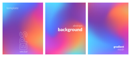 Collection. Abstract liquid background. Vibrant color blend. Blurred fluid colors. Gradient mesh. Modern design template for posters, ad banners, brochures, flyers, covers, websites. EPS vector image