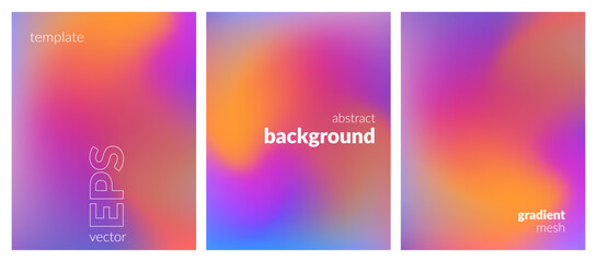 Collection. Abstract liquid background. Vibrant color blend. Blurred fluid colors. Gradient mesh. Modern design template for posters, ad banners, brochures, flyers, covers, websites. EPS vector image