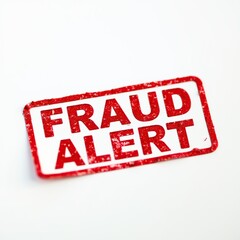 Fraud alert red rubber stamp on white background
