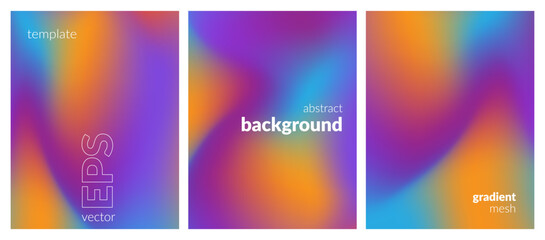 Collection. Abstract liquid background. Bright color blend. Blurred fluid effect. Gradient mesh. Modern design template for posters, ad banners, brochures, flyers, covers, websites. EPS vector image