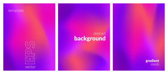 Collection. Abstract liquid background. Vibrant color blend. Blurred fluid colours. Gradient mesh. Modern design template for posters, ad banners, brochures, flyers, covers, websites. EPS vector image