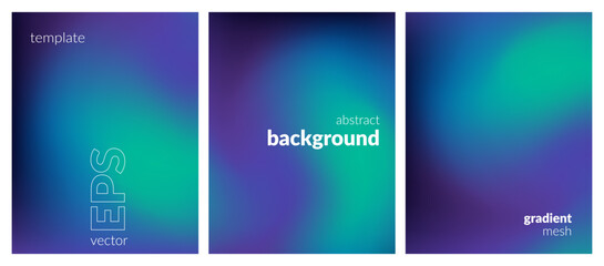 Fototapeta premium Collection abstract liquid background. Gradient mesh. Effect bright color blend. Blurred fluid colorful mix. Modern design template for web covers, ad banners, posters, brochures, flyers. Vector EPS