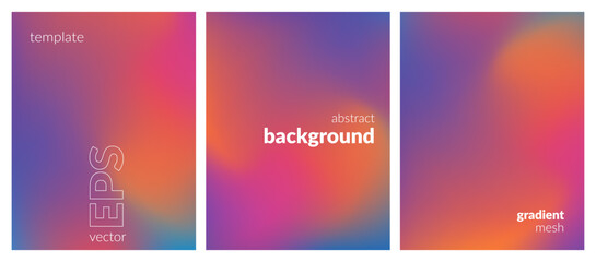 Collection. Abstract liquid background. Bright color blend. Blurred fluid effect. Gradient mesh. Modern design template for posters, ad banners, brochures, flyers, covers, websites. EPS vector image