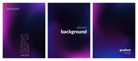 Collection. Abstract liquid background. Neon color blend. Blurred fluid colours. Gradient mesh. Modern design template for posters, ad banners, brochures, flyers, covers, websites. EPS vector image