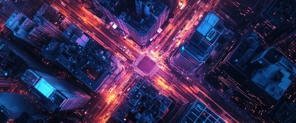 Neon Cityscape: A Bird's Eye View