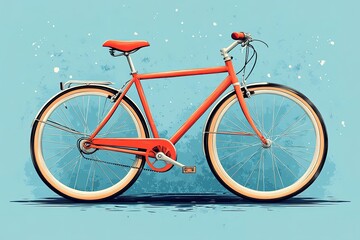 A red bicycle with a white seat and a red seat post