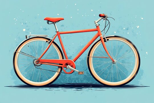 A red bicycle with a white seat and a red seat post