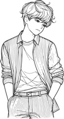 Man, Boy, and Husband Line Art Drawing vector design.