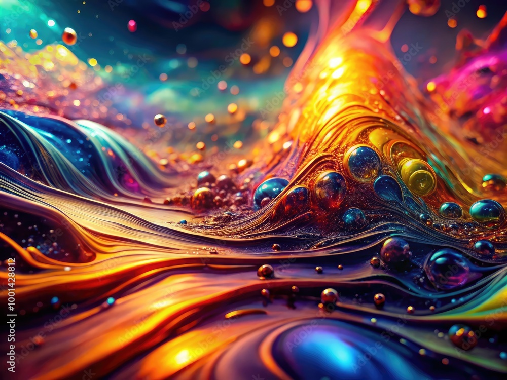 Poster captivating liquid shimmer in vivid colors creating a mesmerizing abstract background effect