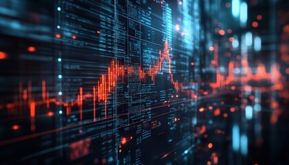 Obraz premium Futuristic Financial Data Visualization with Digital Graphs and Charts in a High-Tech Interface
