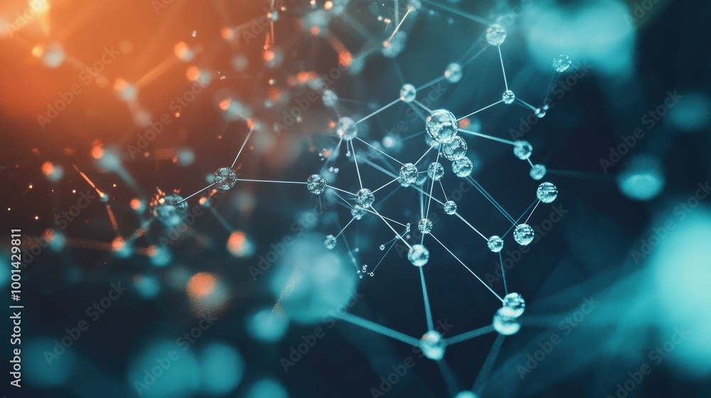 Aufkleber Exploring molecular structures and chemical connections in an abstract scientific environment. Generative AI