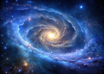 Fototapeta premium Ethereal nebula swirls with vibrant cosmic dust and stars, set against a deep indigo background, evoking a sense of futuristic space exploration and adventure.