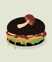 Illustration with Hamburger at Mushroom Taste