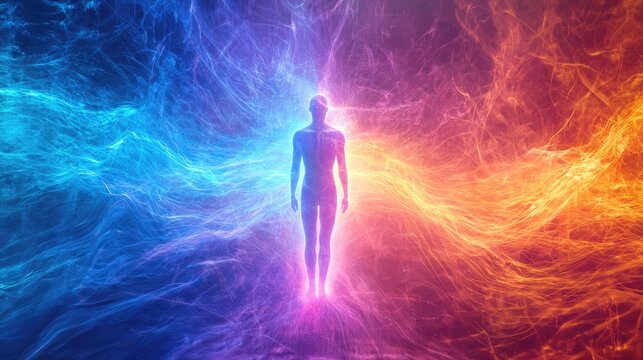 a persons aura and frequency extending out all around them