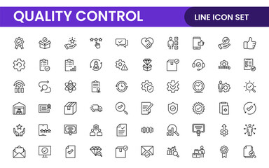 Quality Control line icon set. Included the icons as inspect, QA, qualify, quality control, check, verify, and more.