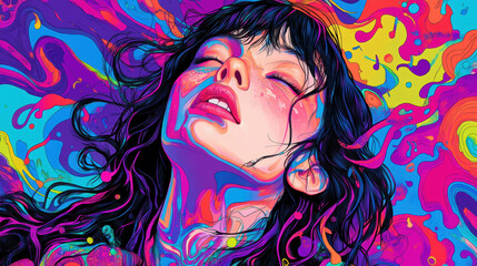 Woman with Vibrant Neon Colors desktop wallpaper
