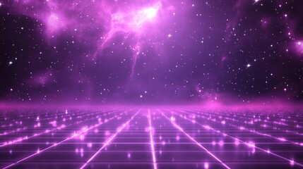 Purple Galaxy with a Glowing Grid