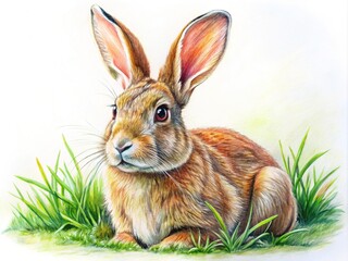 Fototapeta premium Detailed Sketch of a Rabbit in Pencil with Intricate Features and Naturalistic Style Illustration