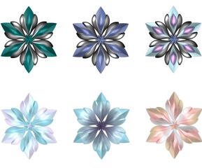 Fototapeta premium 3d glowing floral star stickers
