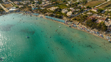Aerial view of Punta Prosciutto. It is a seaside hamlet of Porto Cesareo, in the province of Lecce,...