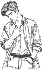 Man, Boy, and Husband Line Art Drawing vector design.