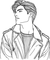 Man, Boy, and Husband Line Art Drawing vector design.