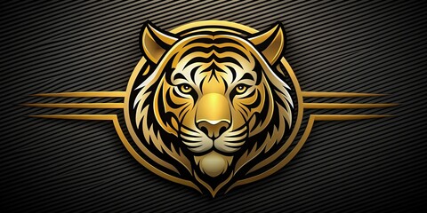Golden logo emblem featuring a fierce tiger's head with bold stripes, set against a dark background with subtle gradations, conveying strength and authority.