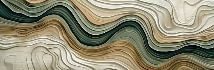 Abstract wavy patterns in neutral tones with layered effects on a textured background