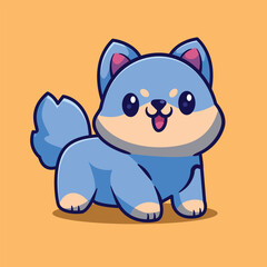 chibi dog character icon vector illustration