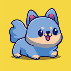 chibi dog character icon vector illustration