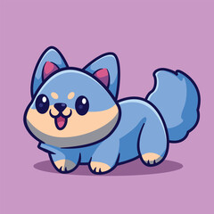 chibi dog character icon vector illustration