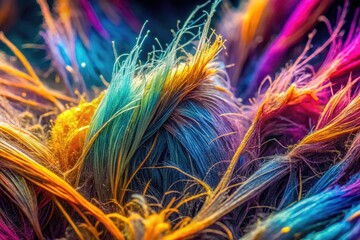 Fototapeta premium Close-Up Images of Morgellons Fibers Under Microscope Show Unique Textures and Colors in Detail