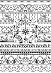 Coloring book page. Coloring for adults. Colorless pattern with abstract elements.