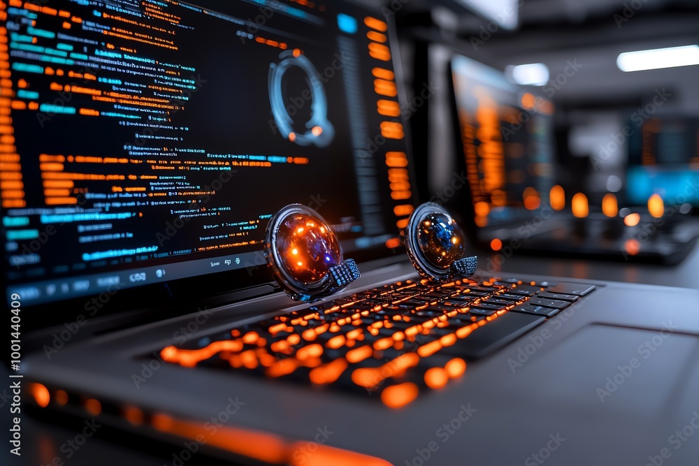 Aufkleber Data breach containment in a high-tech laboratory with advanced quantum computers working to reverse the damage