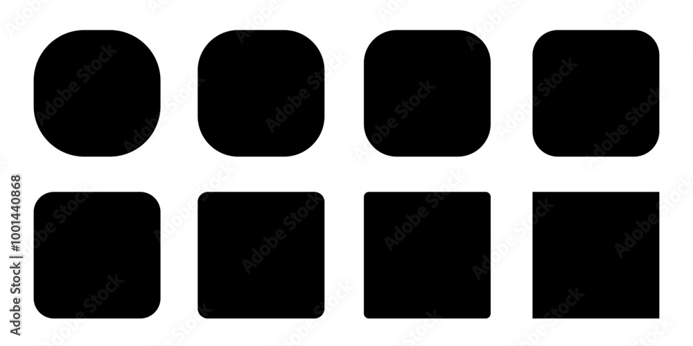 Poster Squares set with rounded borders and corners in various styles, geometric shapes and frames isolated