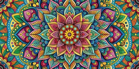 Intricately designed adult mandala coloring page with symmetrical patterns, floral motifs, and geometric shapes, waiting to be brought to life with vibrant colors and creativity.