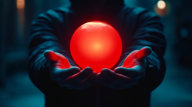 A person is holding a red ball in their hands
