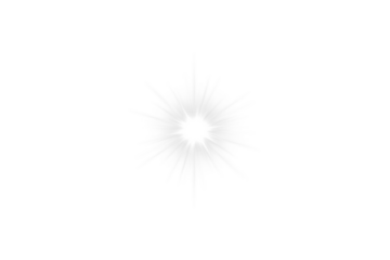 Starlight shines with white light effect. Sunburst isolated on transparent background. Abstract radiant sparkle effect of white star